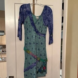 Vibrant Asymmetrical Blue and Green Dress